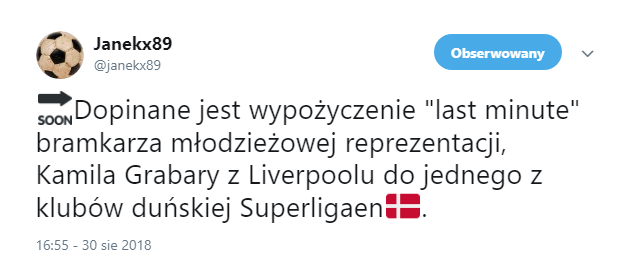 BOMBA! Grabara idzie na wypożyczenie